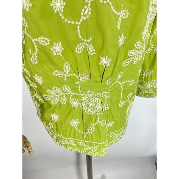 Coldwater Creek Blazer Jacket Green White Floral Embroidery Size 10 - Picture 15 of 17